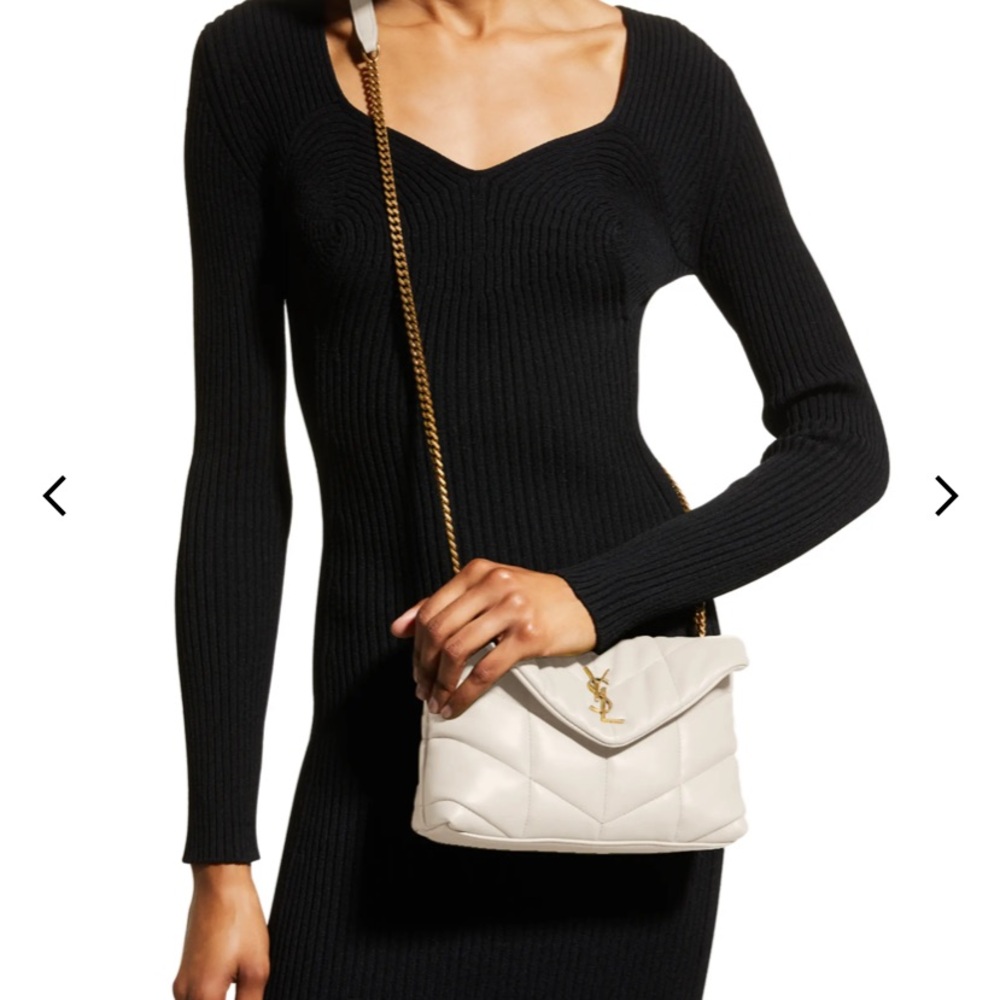 Saint Laurent Cream Quilted Loulou Toy Puffer Crossbody with Gold Hardware - Picture 5 of 15